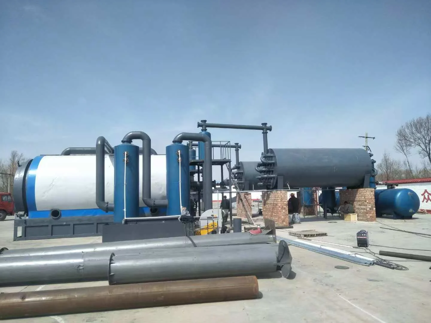 From the Jinpeng Project Archive: Two 12-TPD Batch Waste Tire Pyrolysis Lines at an Urban-Adjacent Site in Hohhot, Inner Mongolia, 2019 project equipment